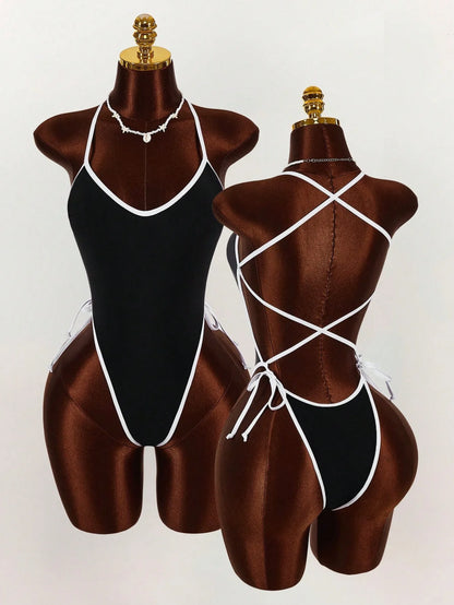 Black & White Contrast Sleeveless Bodysuit( for him)