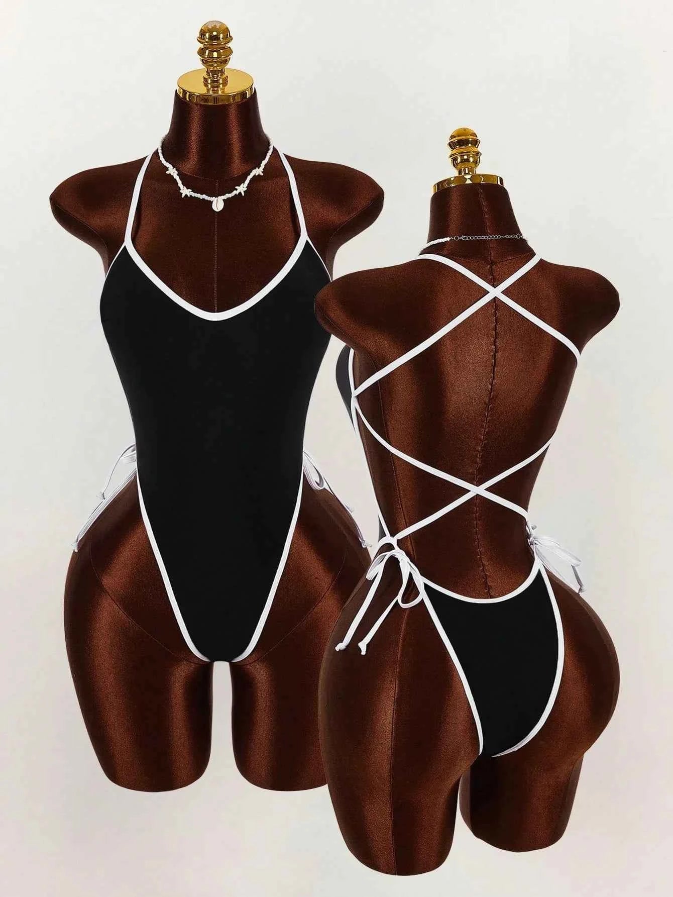 Black & White Contrast Sleeveless Bodysuit( for him)
