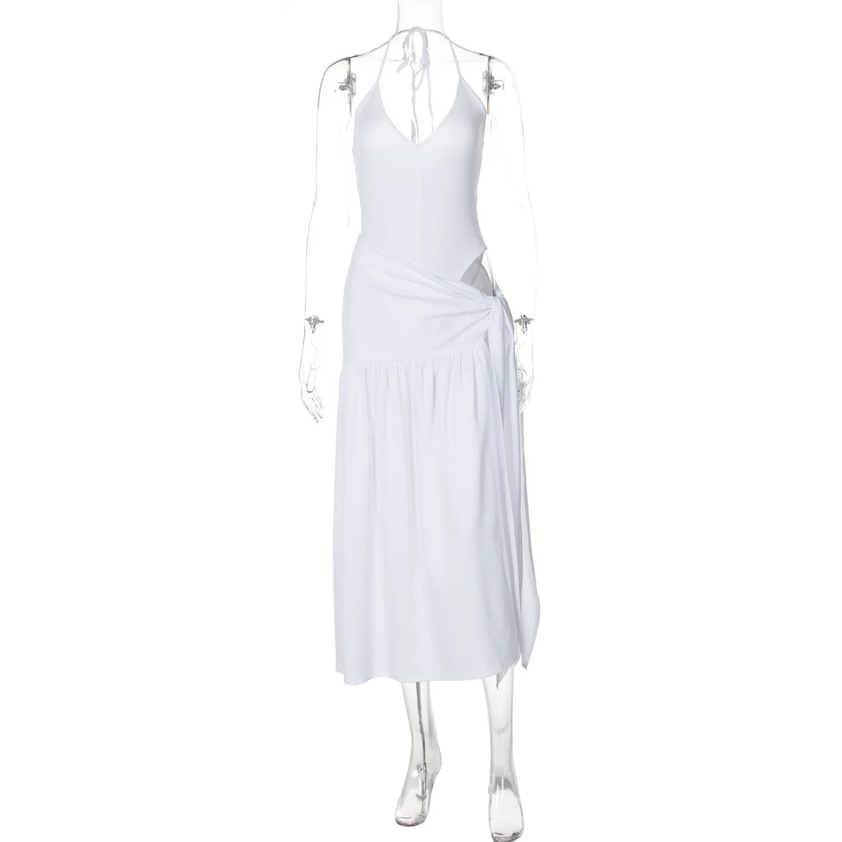 Elegant Halter Bodysuits Tie Up Maxi Skirts Matching Outfits