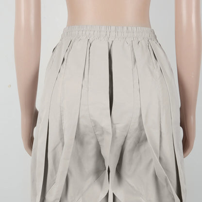 Ruched Lantern Sleeve Drawstring Patchwork Pants