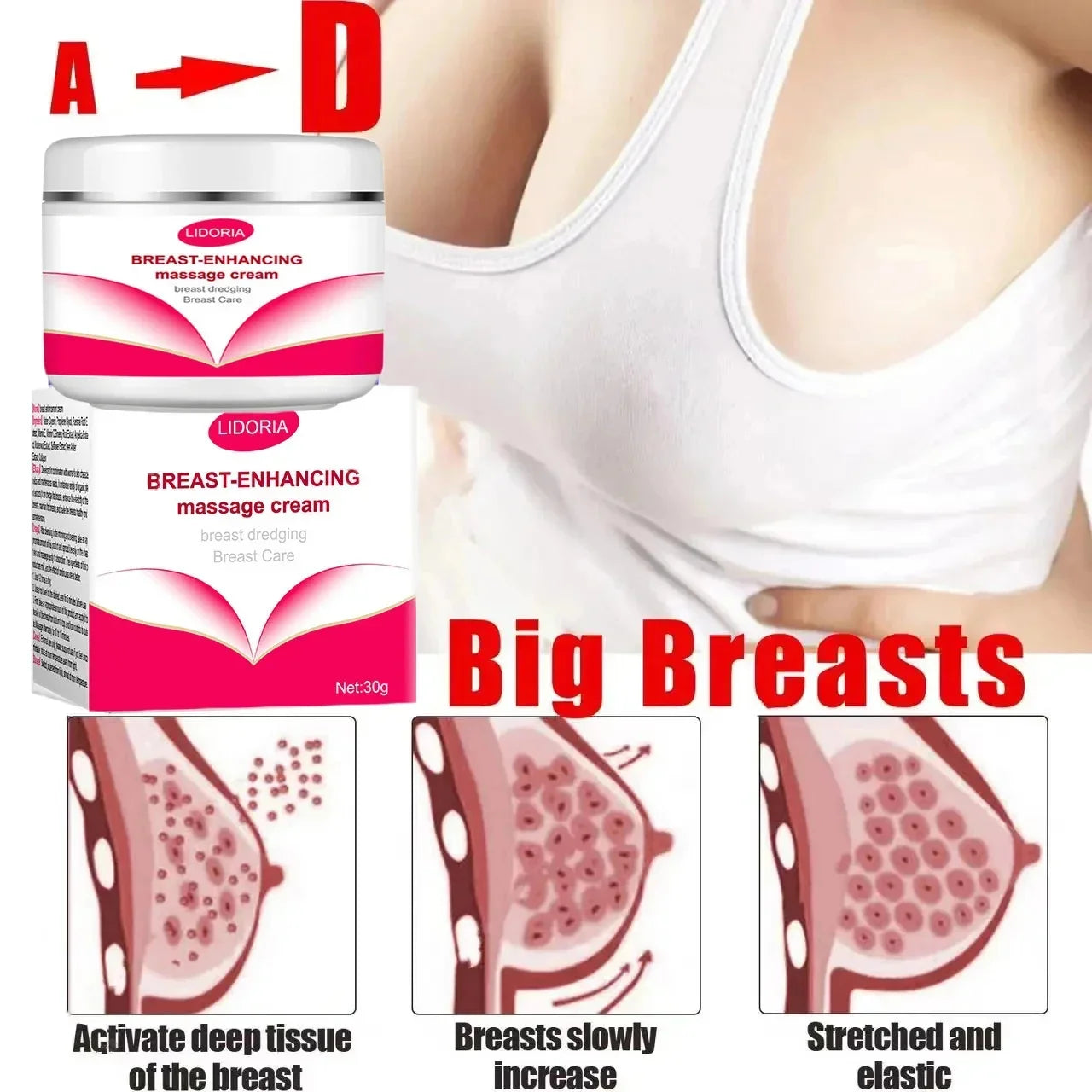 Natural Breast Enlargement Cream Boobs Enhancement Oil Bust Enlarging Bigger Chest Massage Lift Firming Up Size Bust Body Care