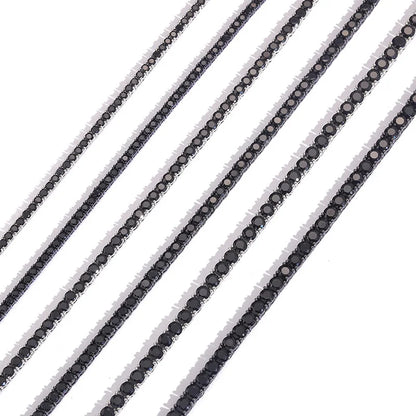 Black CZ Stone 1 Row Tennis Link Chain Chokers Necklaces Unisex  Jewelry