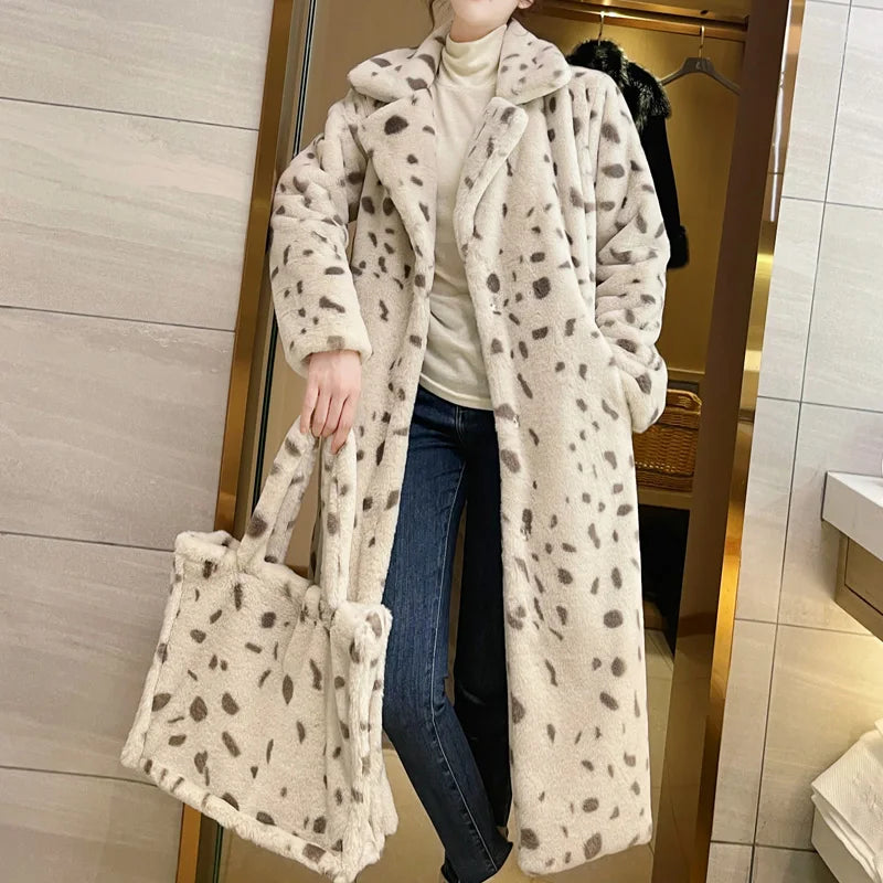 Ava Imitation Rabbit Overcoat Long Warm Dense Thick Plush Coat