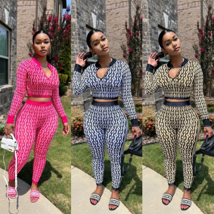 Full Sleeve Top + Long Pant Elastic Waist Y2k Elegant Slim Pant Sets [2 pcs.]