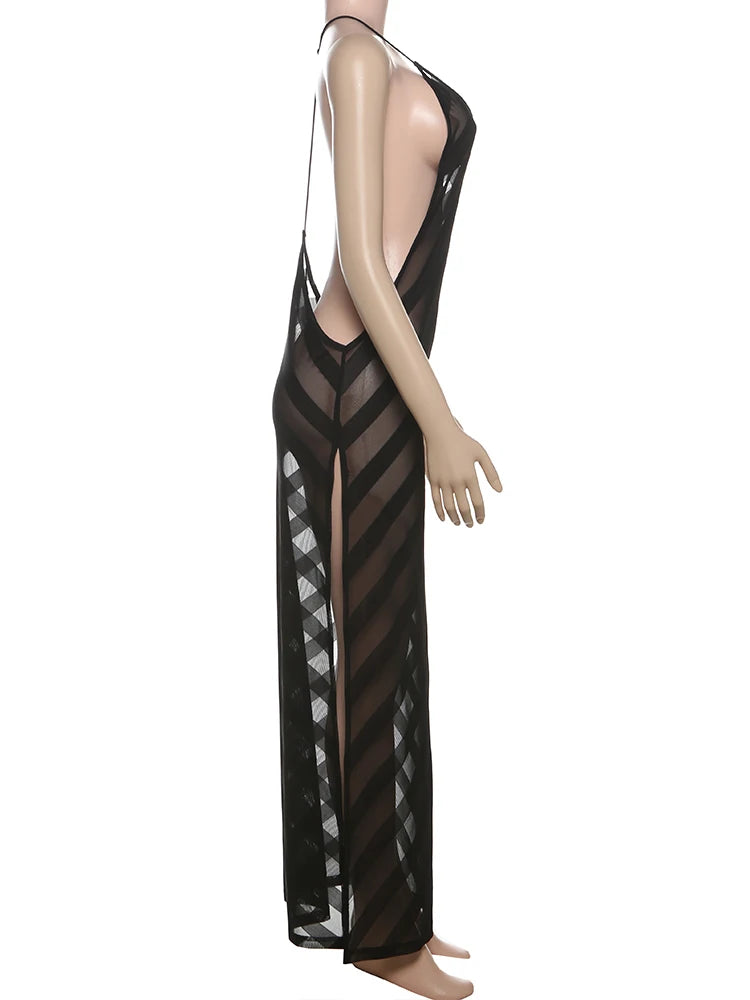 Stretchable Solid Spaghetti Straps Backless Maxi Dresses