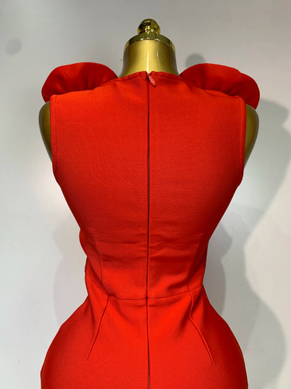 3D Flower Sleeveless Bodycon Bandage Dresses