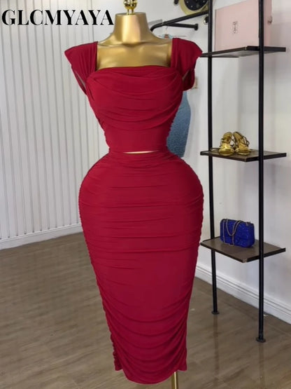 Crop Tops + Bodycon Midi Maxi Skirt Outfits