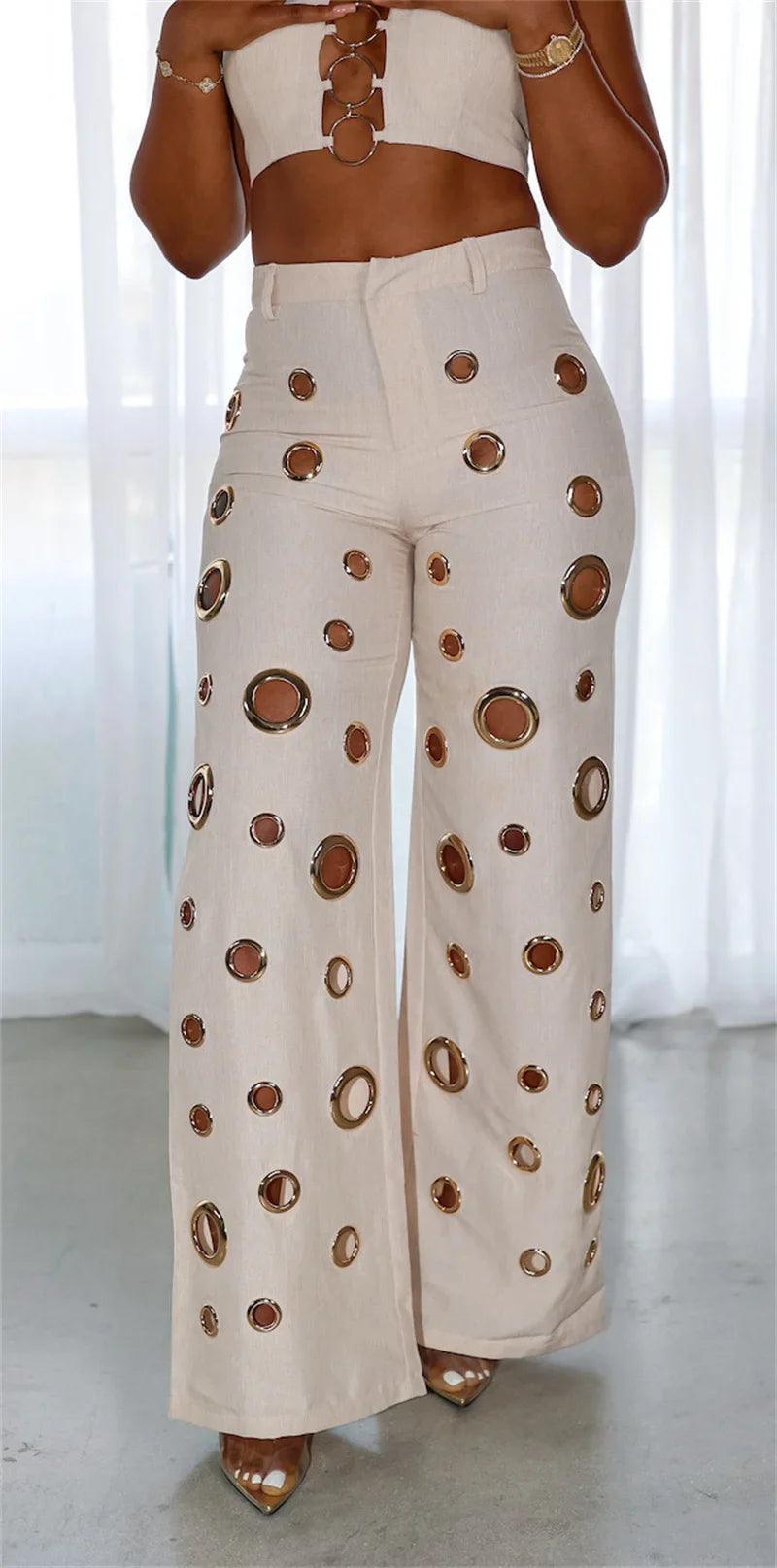 Festival Clothing Halter Crop Top + Pant Sets