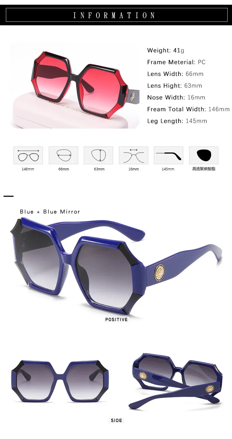 Retro Oversized Sunglasses Shades UV400