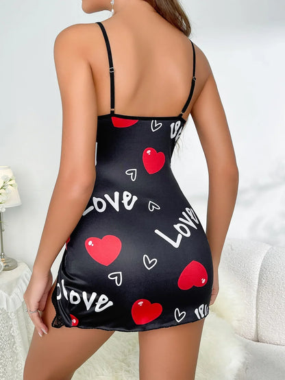Lingerie Love Printed Halter Backless Mini Dress Nighties