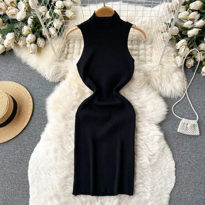 Sleeveless Slim Knitted Mini Bodycon Dresses