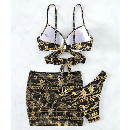 Chain Design Swimwear Push Up Female Swimsuit Bikini Sets