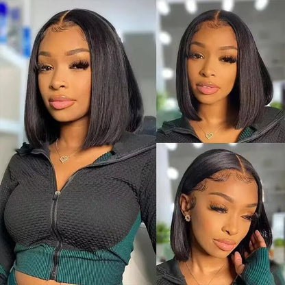 Short Bob Wig Transparent Lace Frontal Wigs Human Hair 100% Straight Bob Wigs Pre Plucked 13x4 Lace Front Wigs