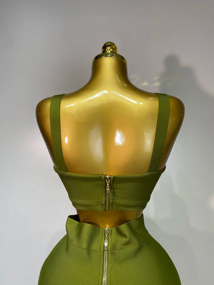 Luxury Bandage Crop Top + Pant Set  ﻿