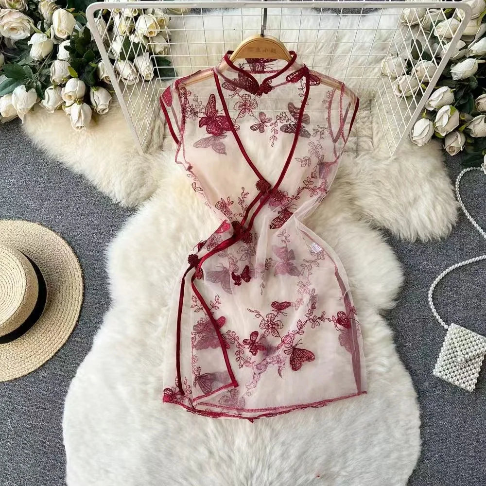 New Butterfly Lace Elegant Feminine Dresses for Women Comfortable