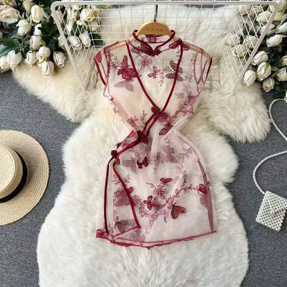 New Butterfly Lace Elegant Feminine Dresses for Women Comfortable