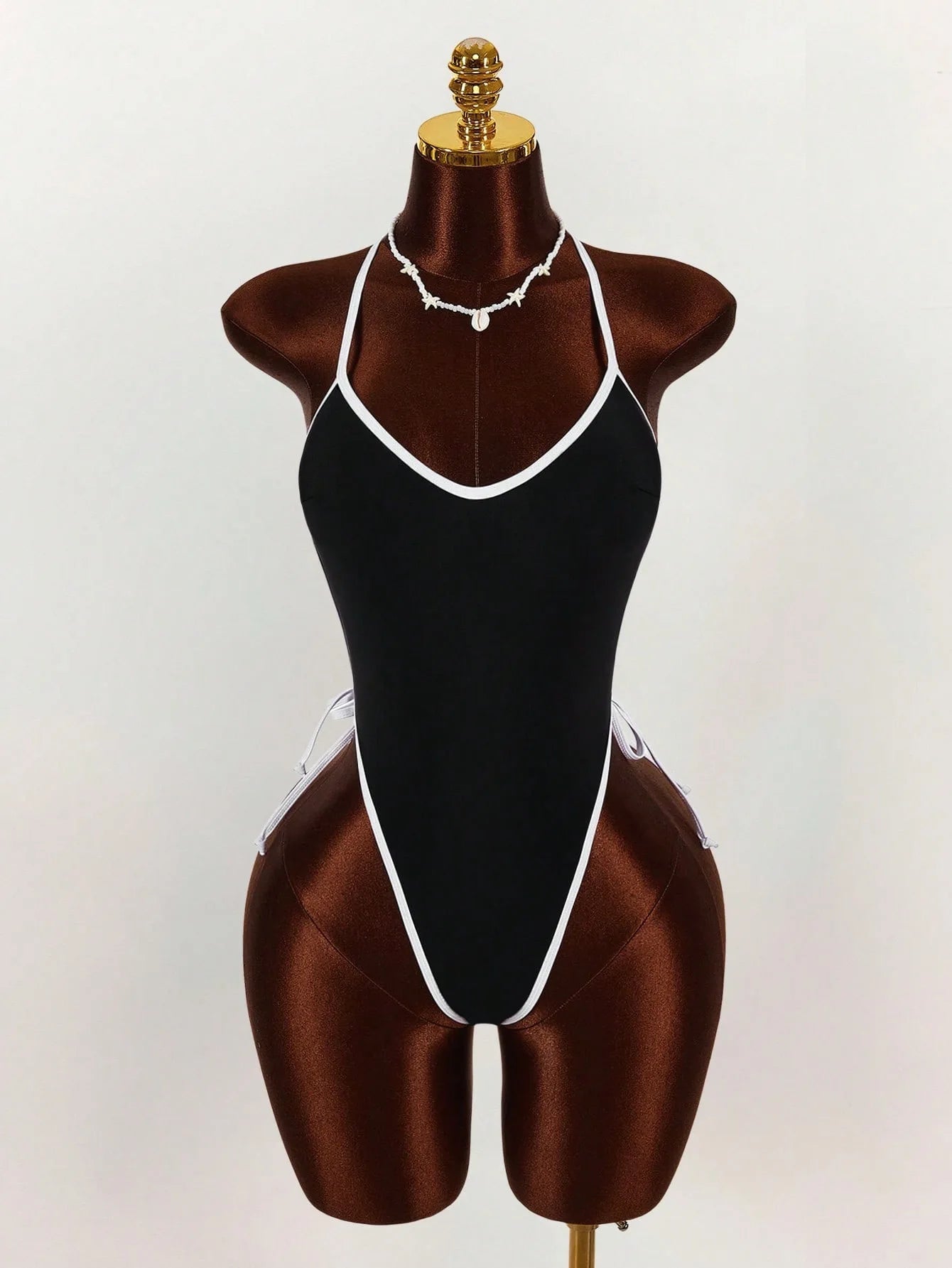 Black & White Contrast Sleeveless Bodysuit( for him)