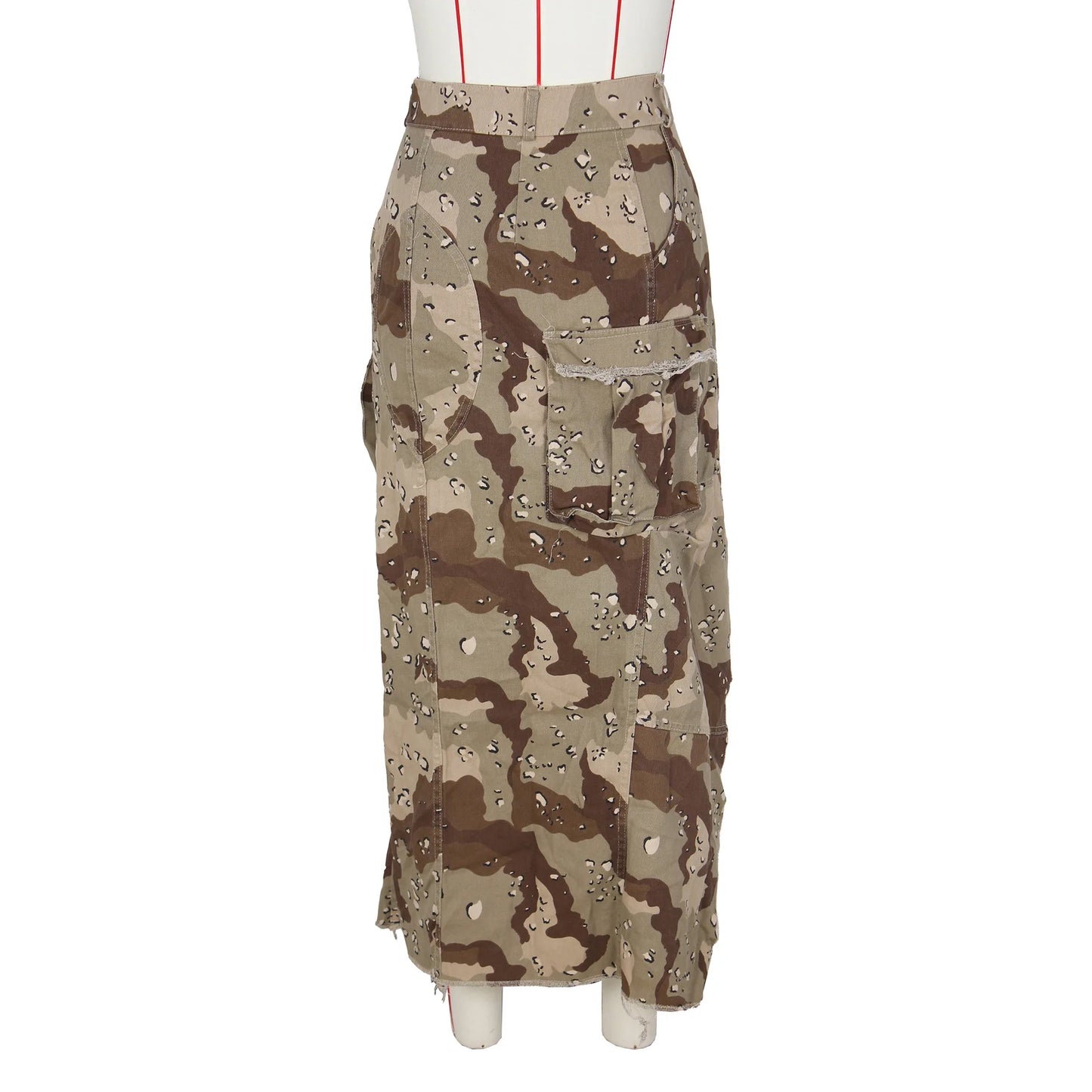 Camo Printing Casual Pockets Skirt (Split)