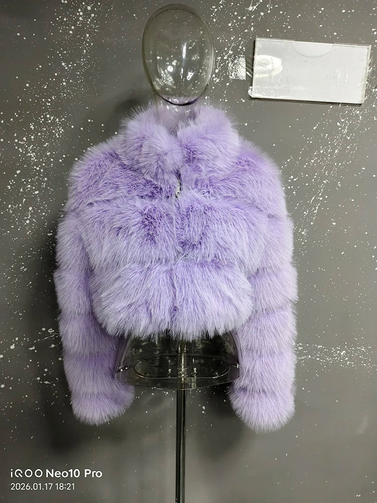 Luxury Fashion Women's Faux Fur Coat (zipper)