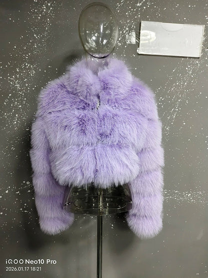 Luxury Fashion Women's Faux Fur Coat (zipper)