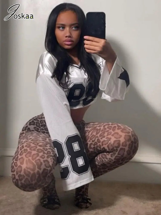 Women Leggings Camouflage Leopard Print High Waisted Hip Yoga Pants (Vintage Streetwear)