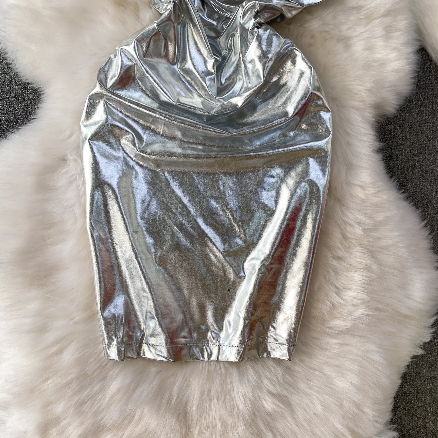 Chic Spliced Halter Diagonal Collar Dresses