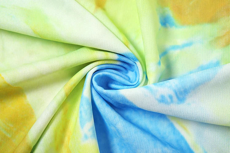 Colorful Print Side Split Backless Bodycon Dresses