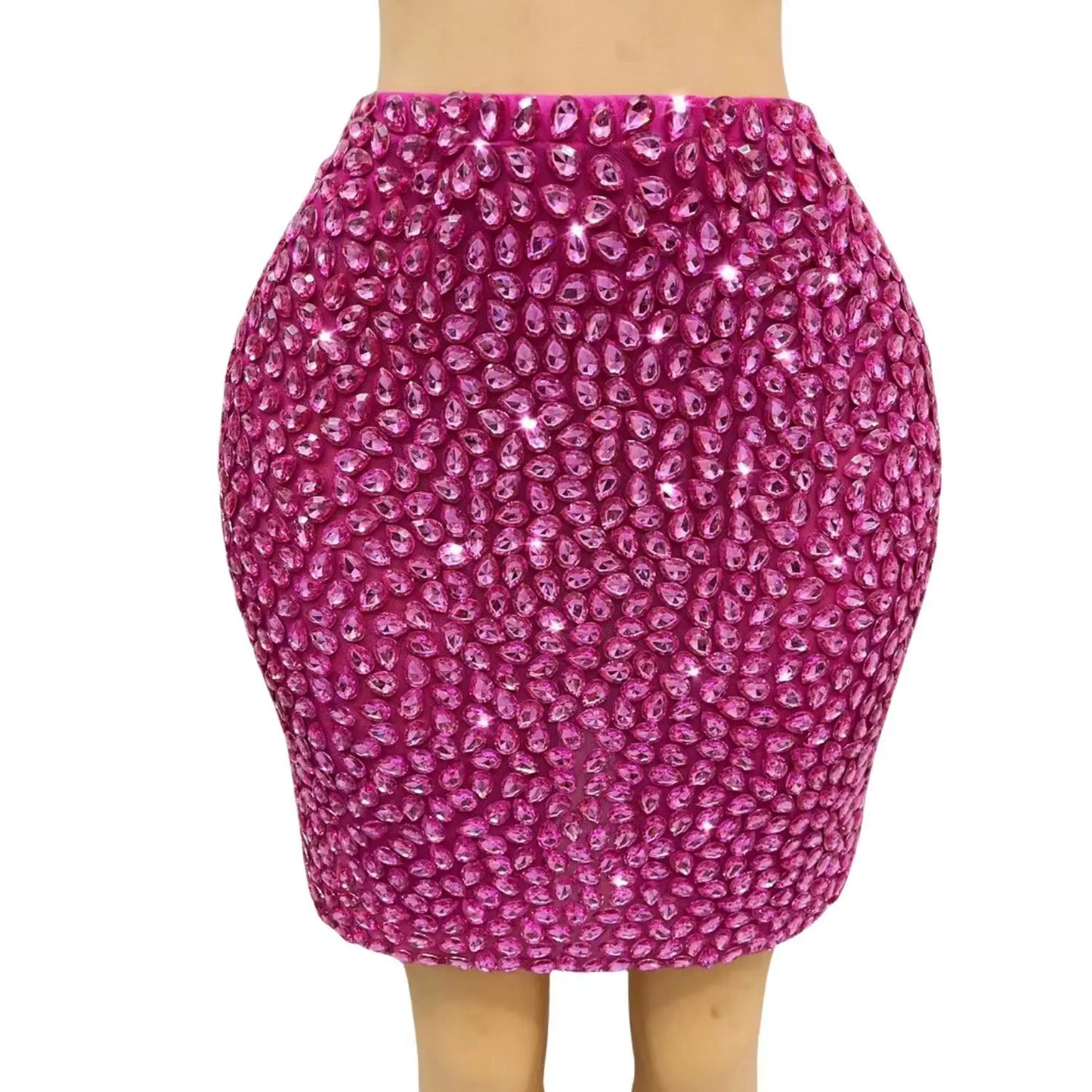 Alisa Spandex 1PCS Shining Luxury Full Crystals Hip Wrap Mini Skirts