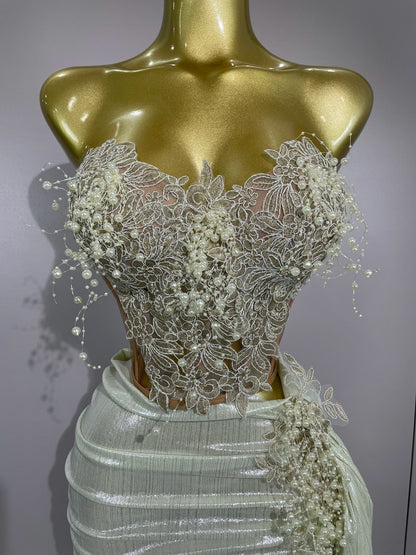 IN STOCK Luxury Shining Pearls Asymmetrical Outfits(2pcs.)