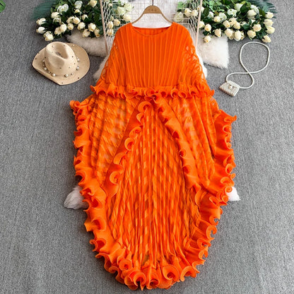 American Style V-neck Irregular Hem Design Dresses 22D1845