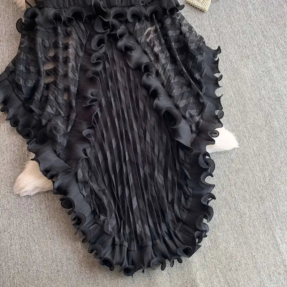 American Style V-neck Irregular Hem Design Dresses 22D1845