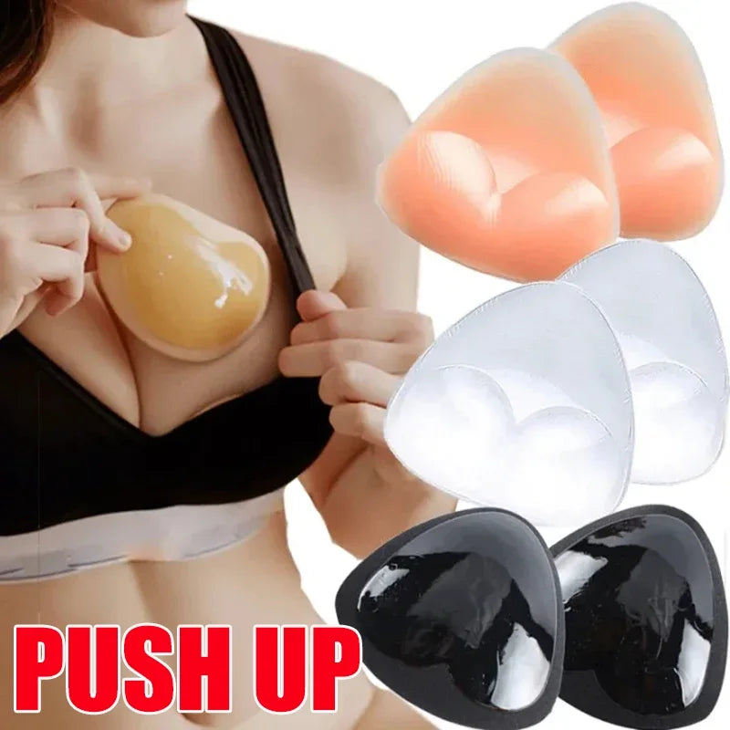 2pcs Silicone Bra Inserts Breast Pads Sticky Push-up Women Bra Cup Thicker Nipple Cover Patch Bikini Inserts