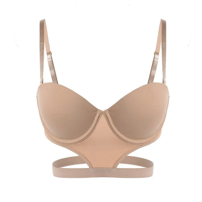 Stylish undertone beautiful back half cup smooth and exposed waist slim waist big exposed back push up bra