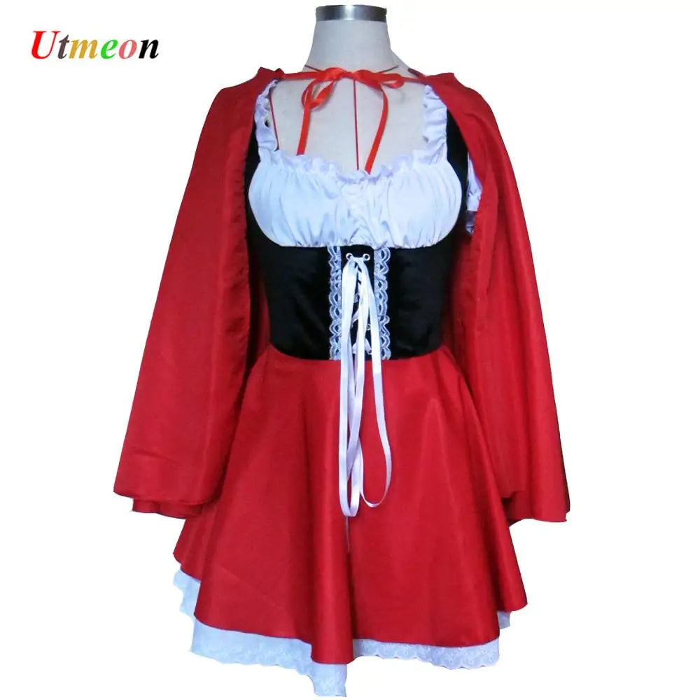 Halloween Little Red Riding Hooded Dress Woman Costume