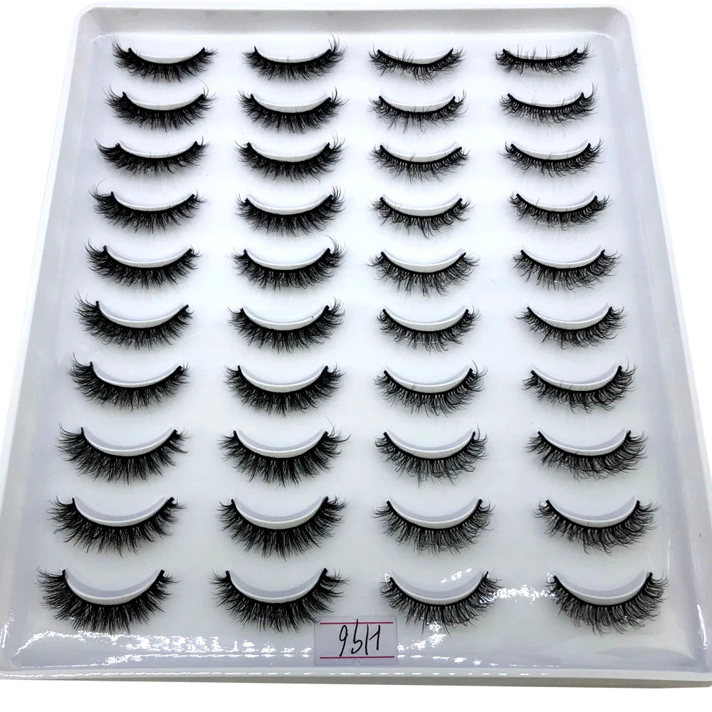 20 Pairs Natural long 3D Mink False Short Eyelashes