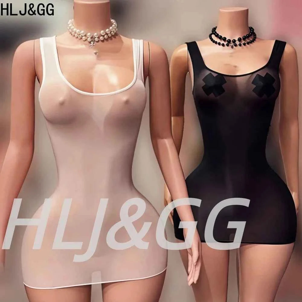 See Though Stretchy Bodycon Mini Dresses