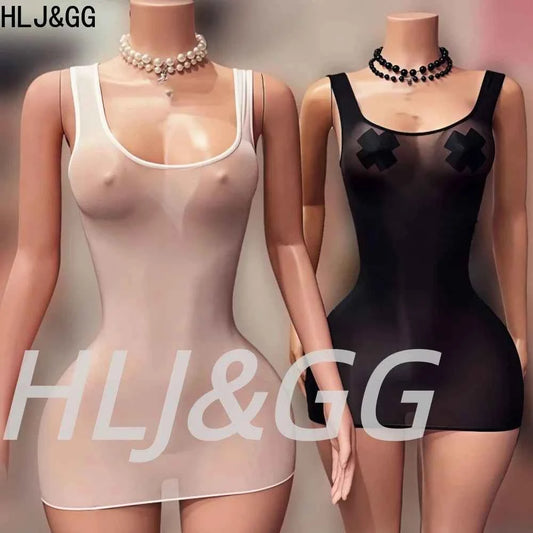 See Though Stretchy Bodycon Mini Dresses