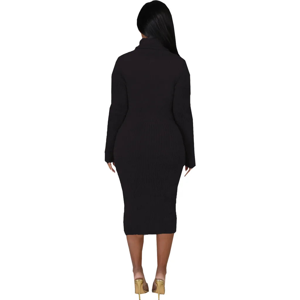Solid color crew neck sweater dress JX5389