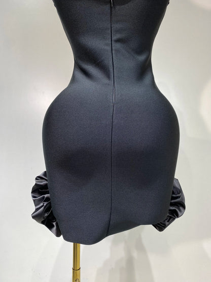 Crystal Sleeveless Square Collar Bodycon Mini Bandage Dresses