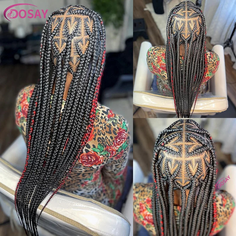 "On Sale"  Heart Box Braids Lace Wig 36 Inches Synthetic Lace Braided Wigs Cornrow Braids Lace Front Wigs For Black Women Clearance