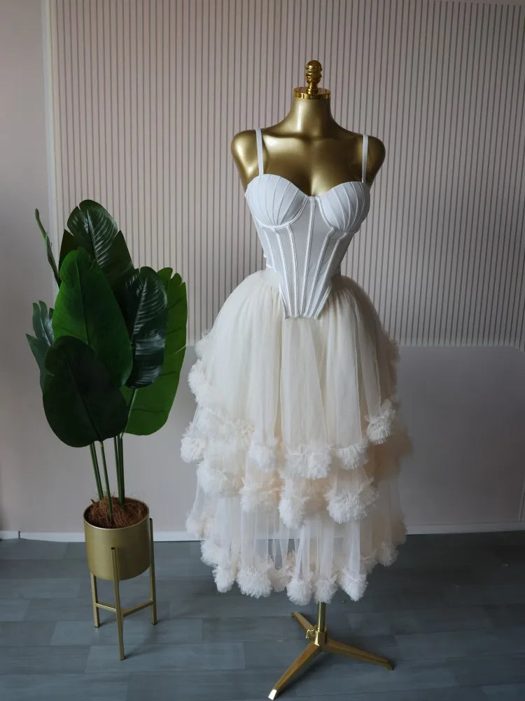 Spaghetti Strap Top and Pleated Skirt Dresses