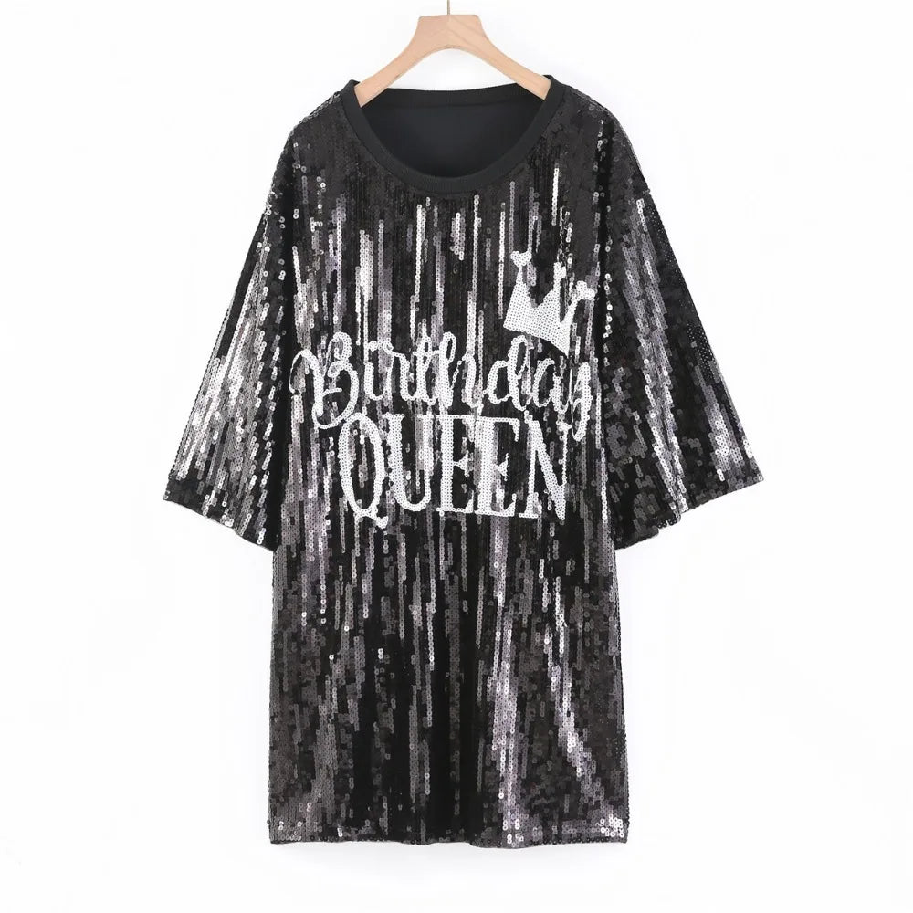 Nubi New Sequin Letter Print Tshirts