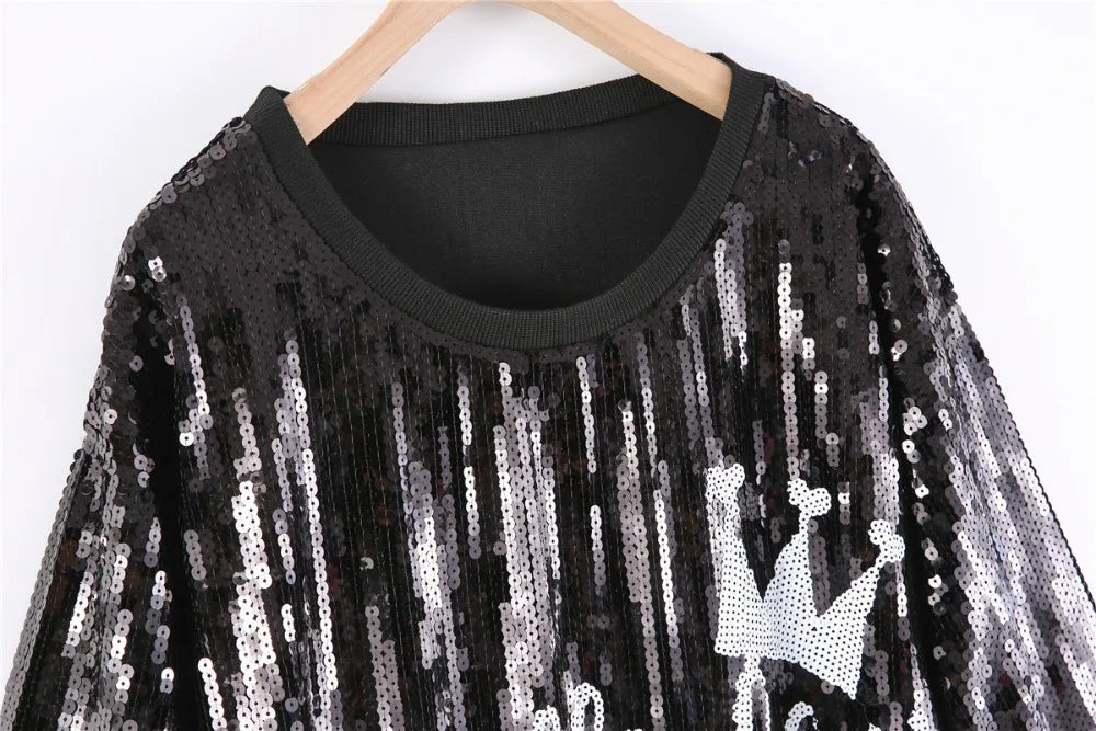 Nubi New Sequin Letter Print Tshirts