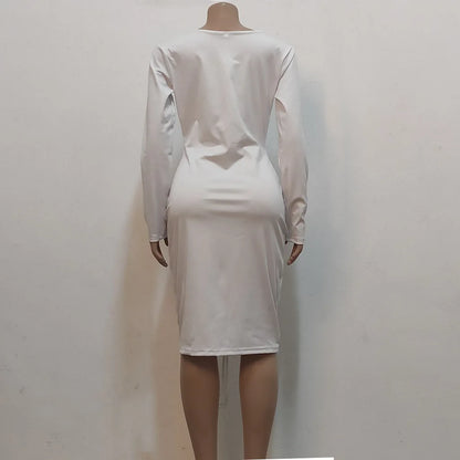 Big V-neck slightly wrinkled chest wrap dresses