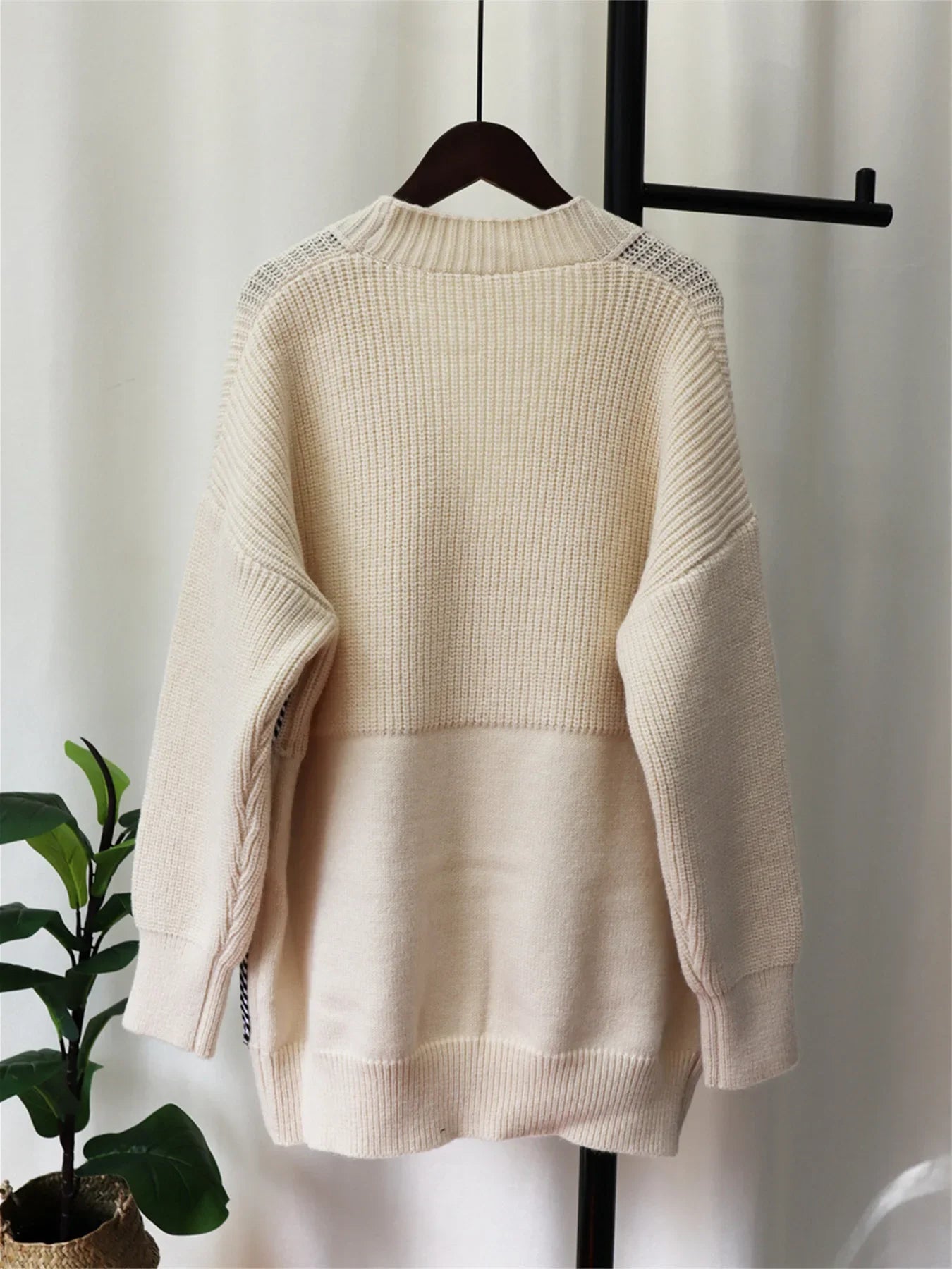 Lawandle Knit Ribbed Long Sleeve Single Breasted Sweater Cardigan Tops