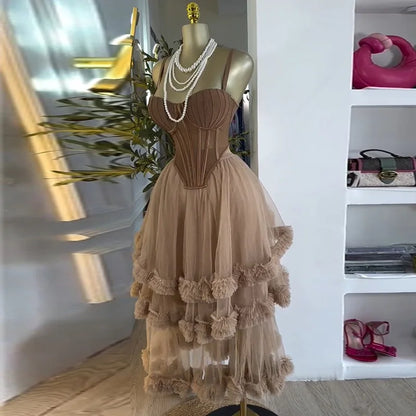 Spaghetti Strap Top and Pleated Skirt Dresses