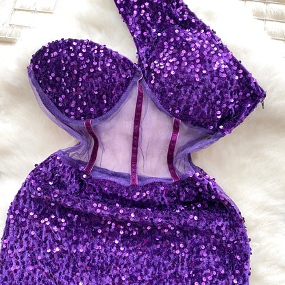 Glamour Off-Shoulder Sequin Dresses