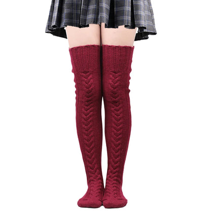 Women's Stockings Wool Foot Warmers Fashion Lady Stockings Cute Autumn Winter Solid Color Thigh-high Socks Acrylic Fibers