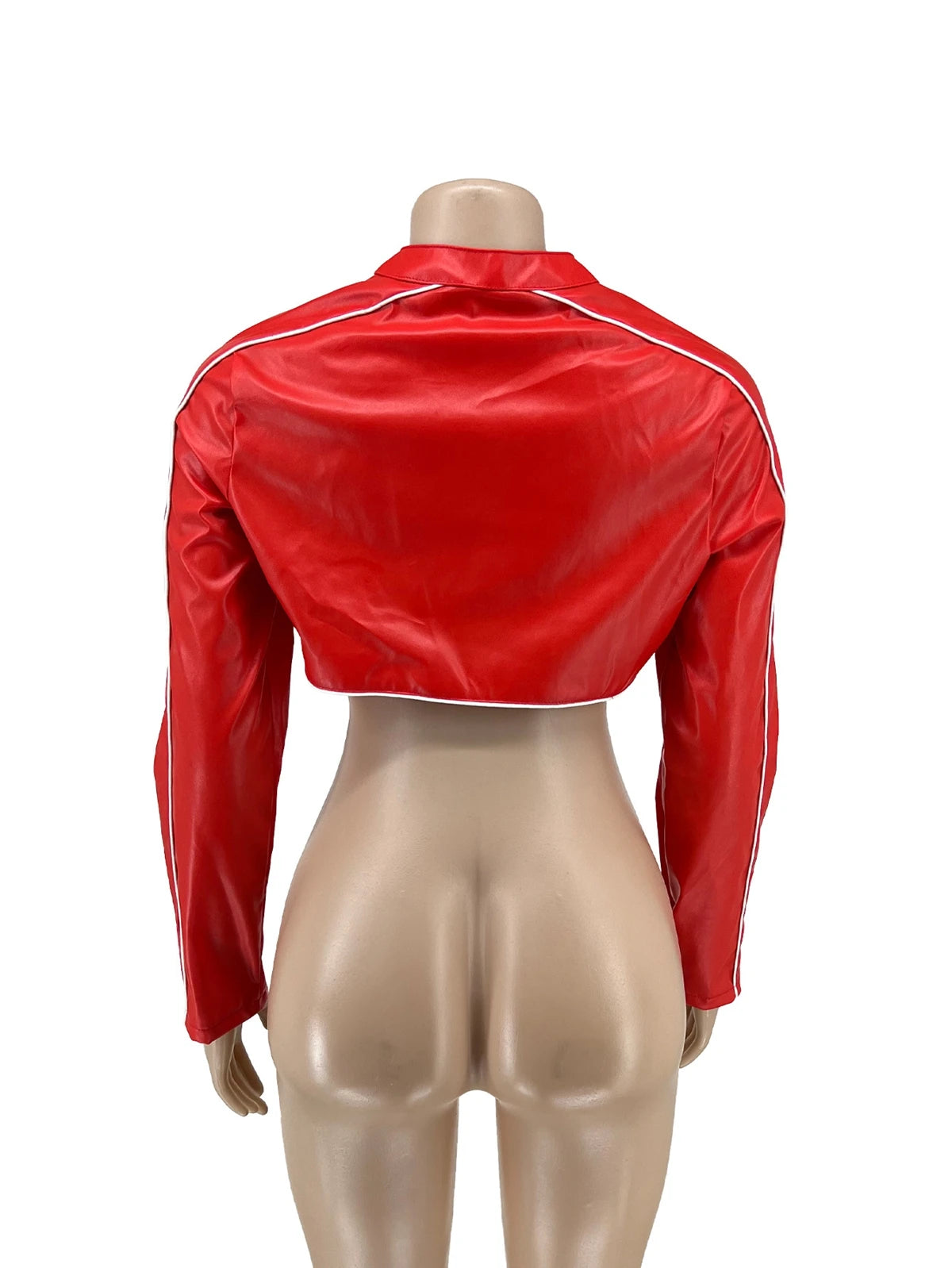 Page PU Faux Leather Cropped Long Sleeve Zipper Short Jacket