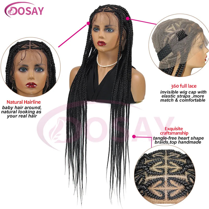 "On Sale"  Heart Box Braids Lace Wig 36 Inches Synthetic Lace Braided Wigs Cornrow Braids Lace Front Wigs For Black Women Clearance